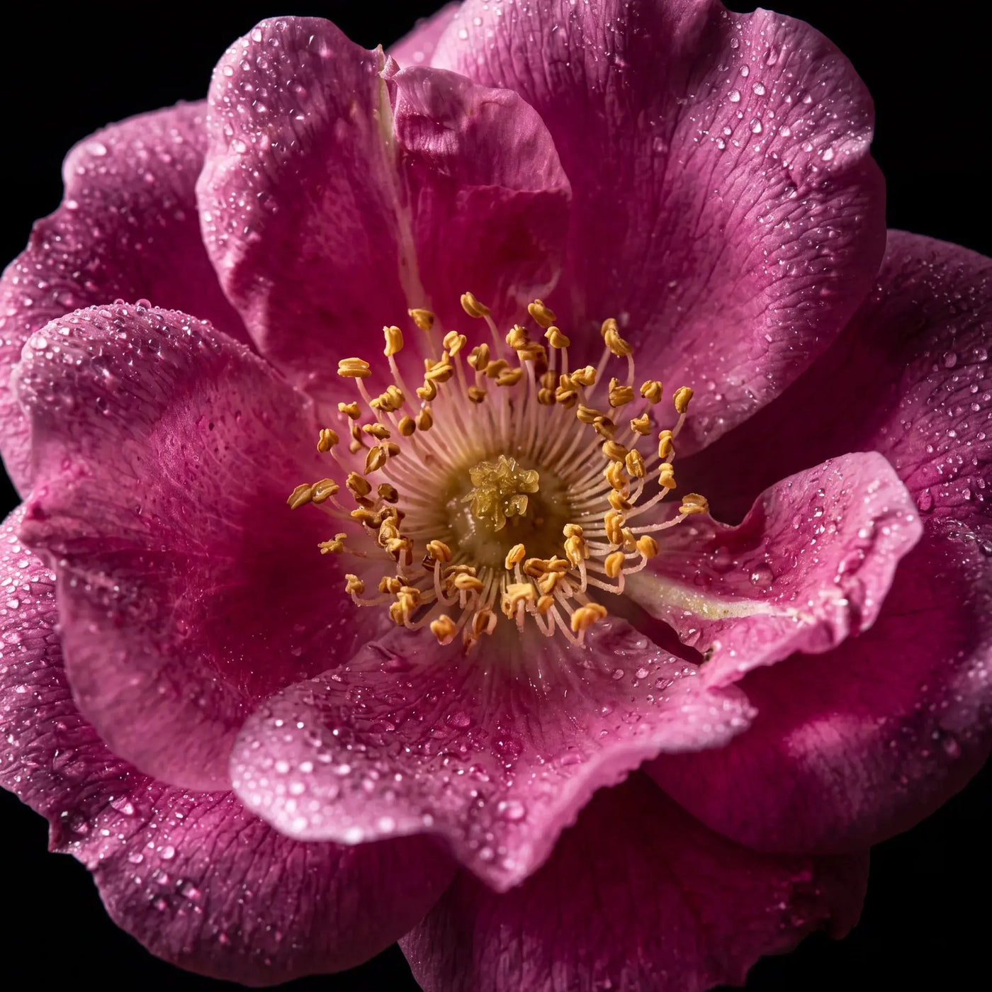 Wild rose beside the Qanzari Jawaher bottle, the perfume's base note